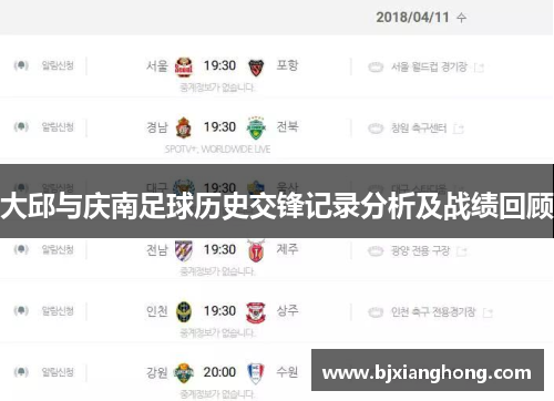 大邱与庆南足球历史交锋记录分析及战绩回顾